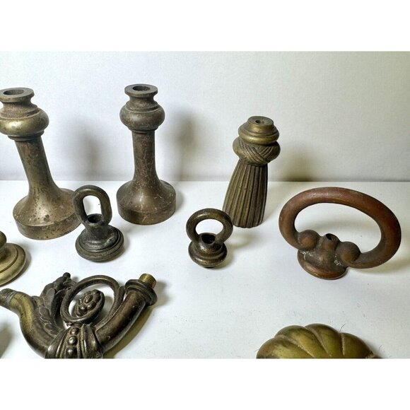Antique Lot Brass Loops Hanging Lamp Light Fixture Parts Replacement Vintage - Picture 4 of 14